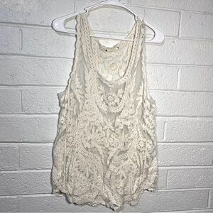 Vintage Style Lace Tank Top Sheer Mesh Embroidered Transparent Beach Swim Cover